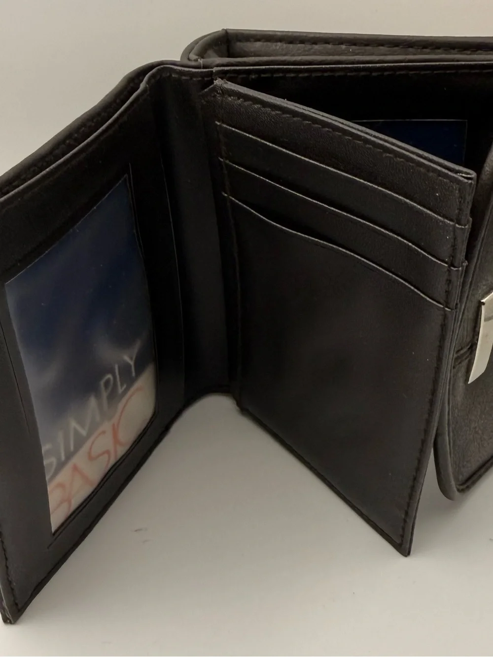 Women's Black Leather Wallet with Silver Detail
